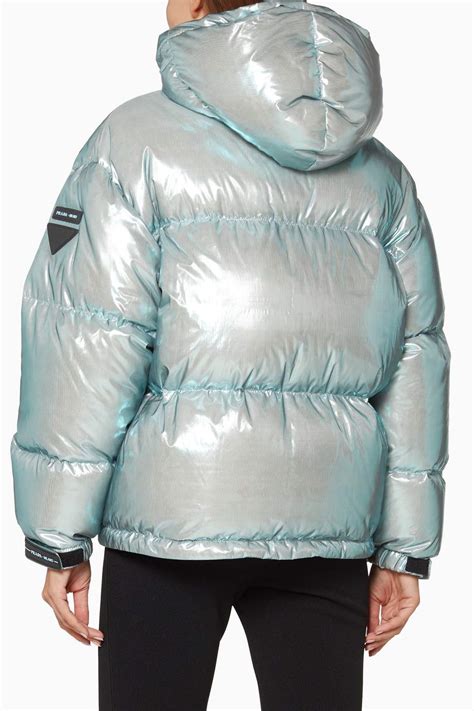 prada light blue puffer|prada puffer jacket for women.